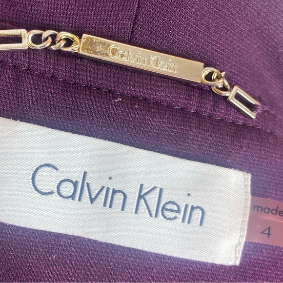 Calvin Klein Purple Open Front Ruffled Jacket Blazer in Plum Size 4 Petite - Picture 4 of 4